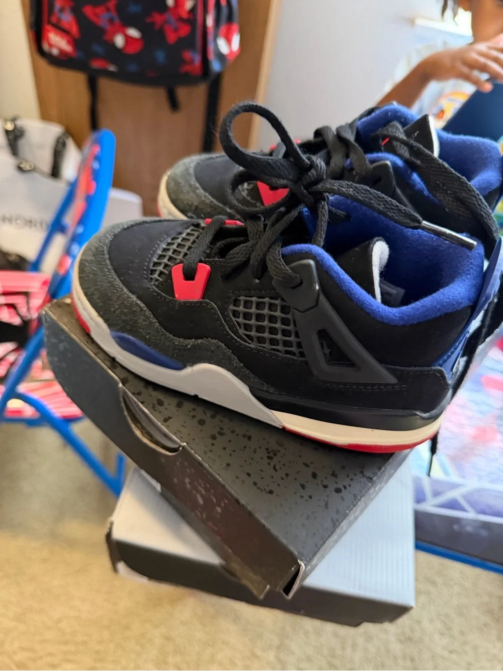 Jordan Kids Black, Blue & Red Retro Sneakers